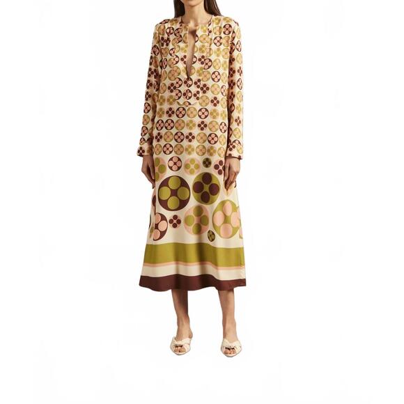 NEW ADRIANA DEGREAS giardino long tunic midi dress in unique